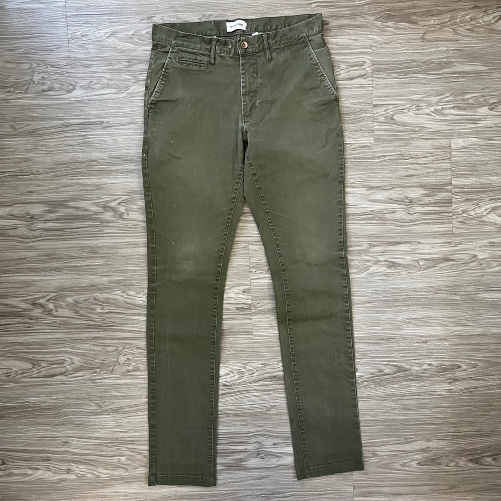 Taylor Stitch Mens Slim Chino Pants Olive Green Organic Cotton Size 32 x 34